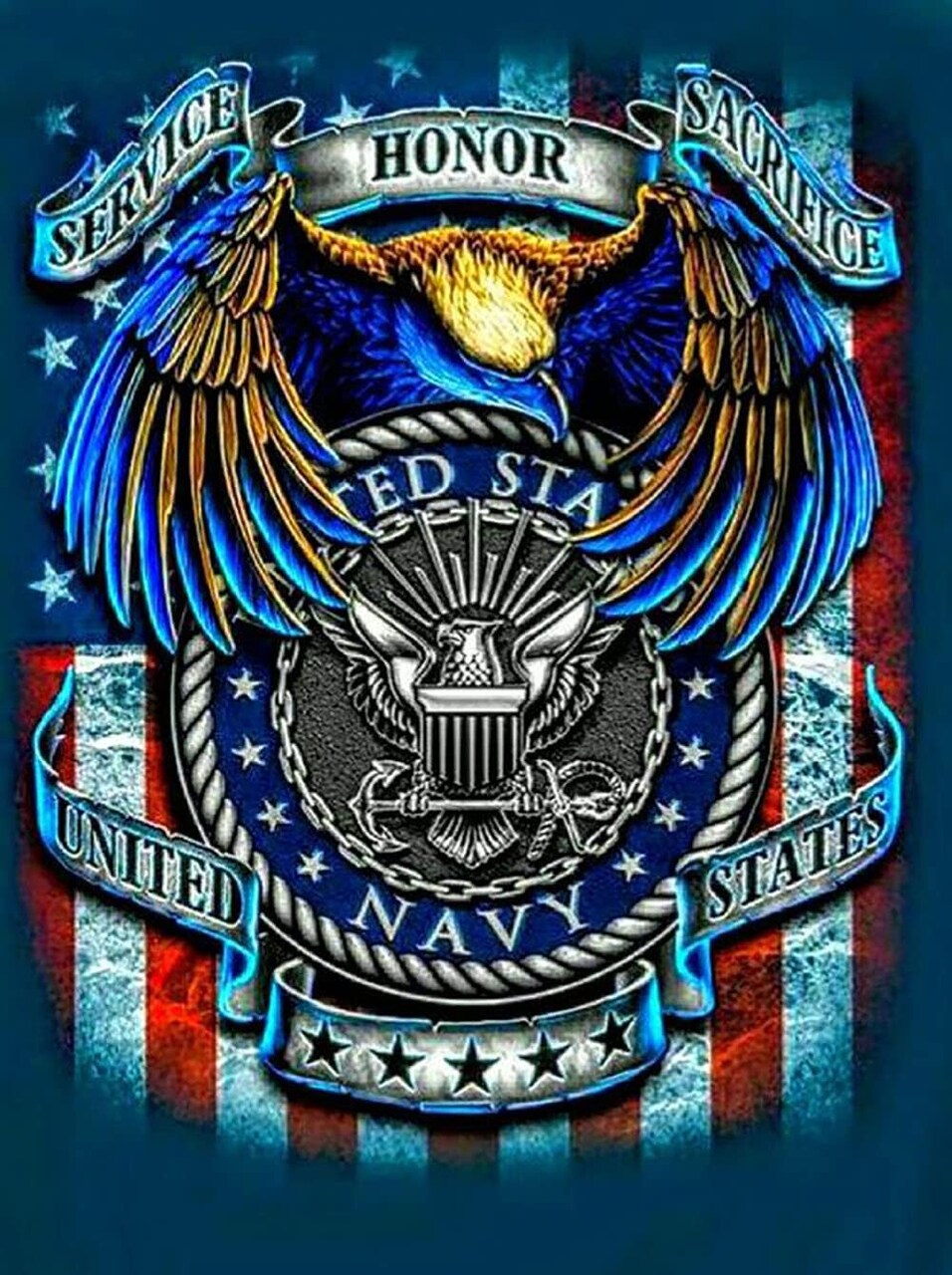 DIY 5D Diamond Painting by Number Kits for Adults and Kids US Navy Flag 16X20 Painting Cross Stitch Full Drill Crystal Rhinestone Embroidery Pictures Arts Craft for Home Wall Decor Gift